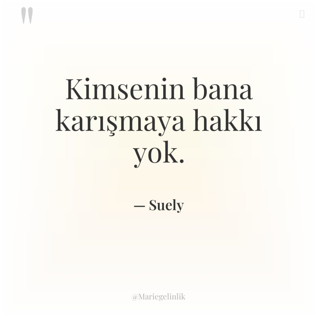Kimsenin bana karışmaya hakkı yok.