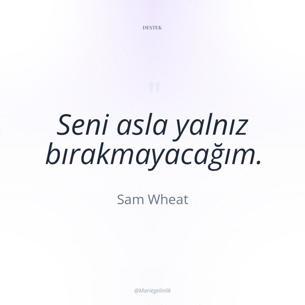 Seni asla yalnız bırakmayacağım.