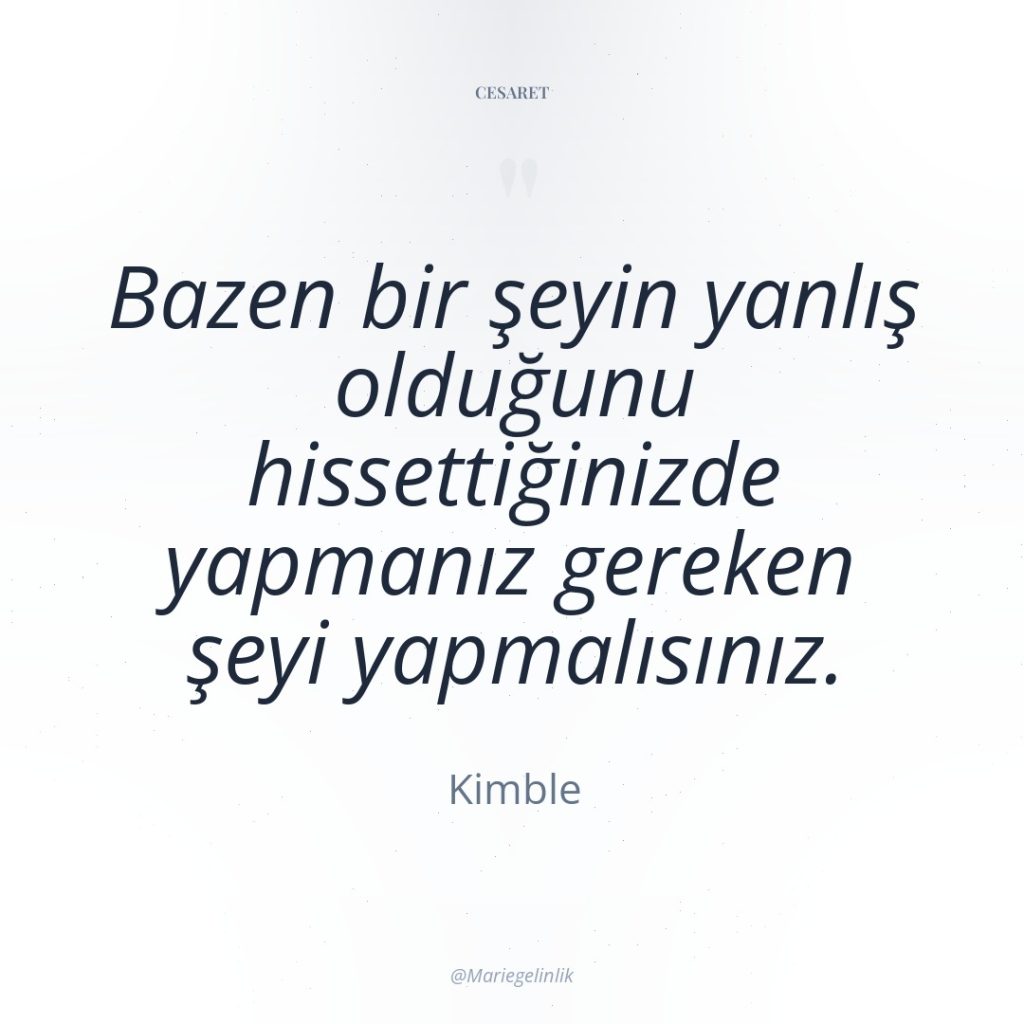 Bazen bir şeyin yanlış olduğunu hissettiğinizde yapmanız gereken şeyi yapmalısınız.