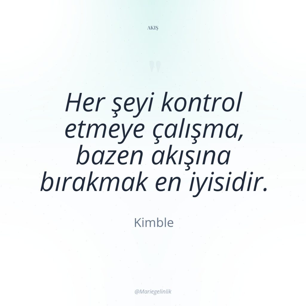 Her şeyi kontrol etmeye çalışma, bazen akışına bırakmak en iyisidir.