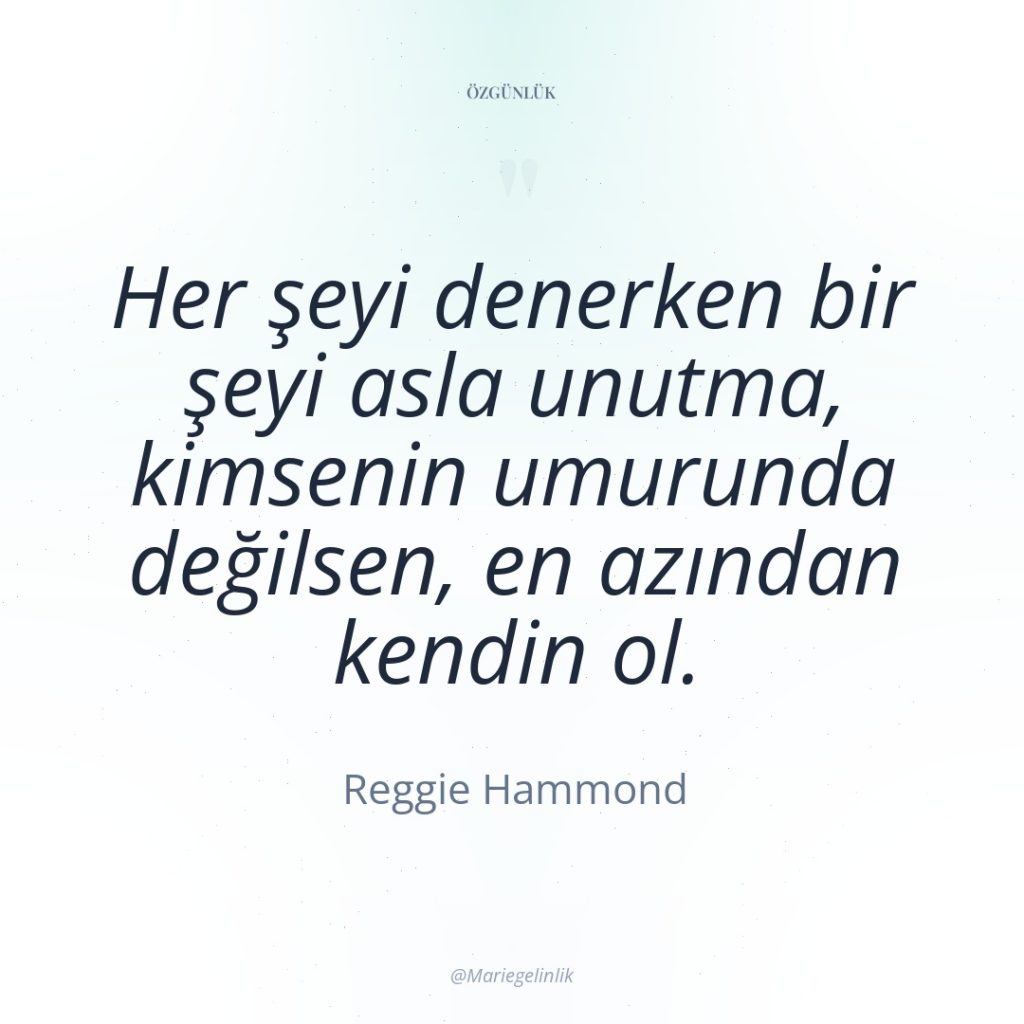 Her şeyi denerken bir şeyi asla unutma, kimsenin umurunda değilsen,…