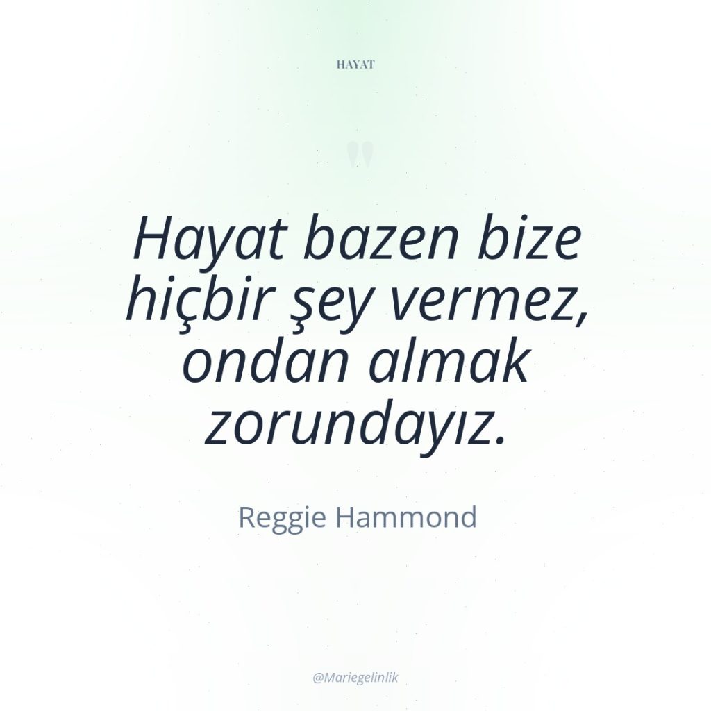 Hayat bazen bize hiçbir şey vermez, ondan almak zorundayız.