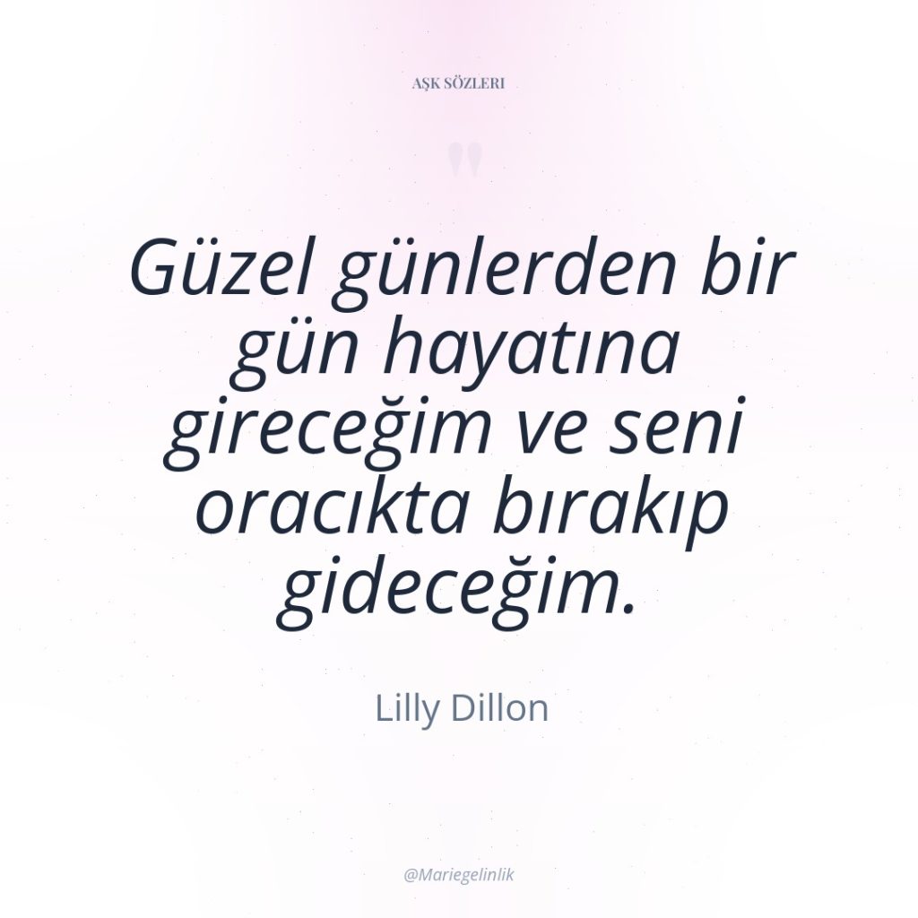 Güzel günlerden bir gün hayatına gireceğim ve seni oracıkta bırakıp…