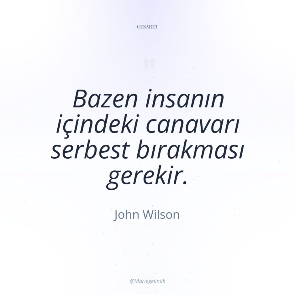 Bazen insanın içindeki canavarı serbest bırakması gerekir.