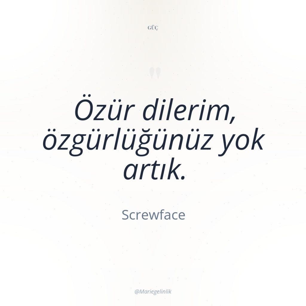 Özür dilerim, özgürlüğünüz yok artık.