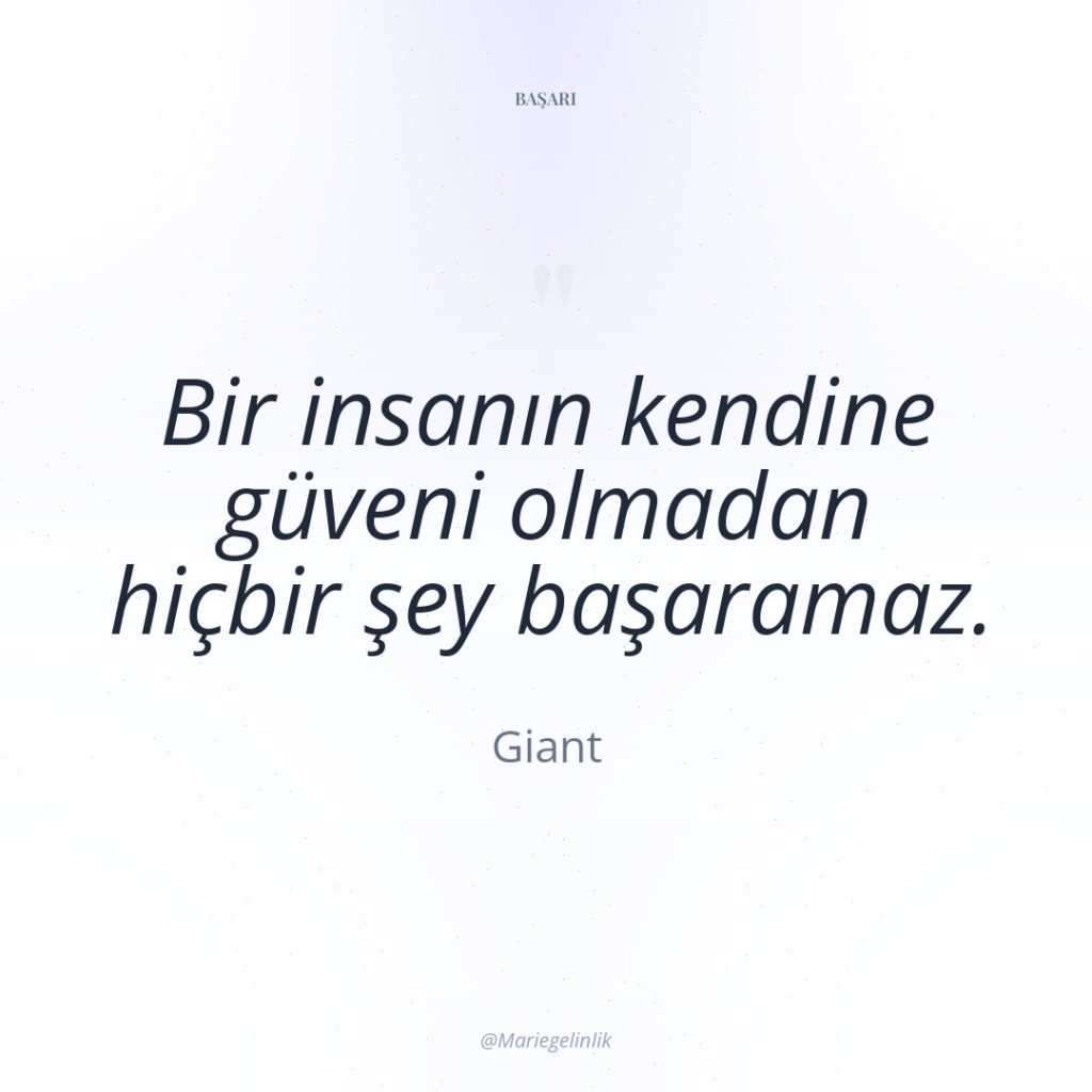 Bir insanın kendine güveni olmadan hiçbir şey başaramaz.