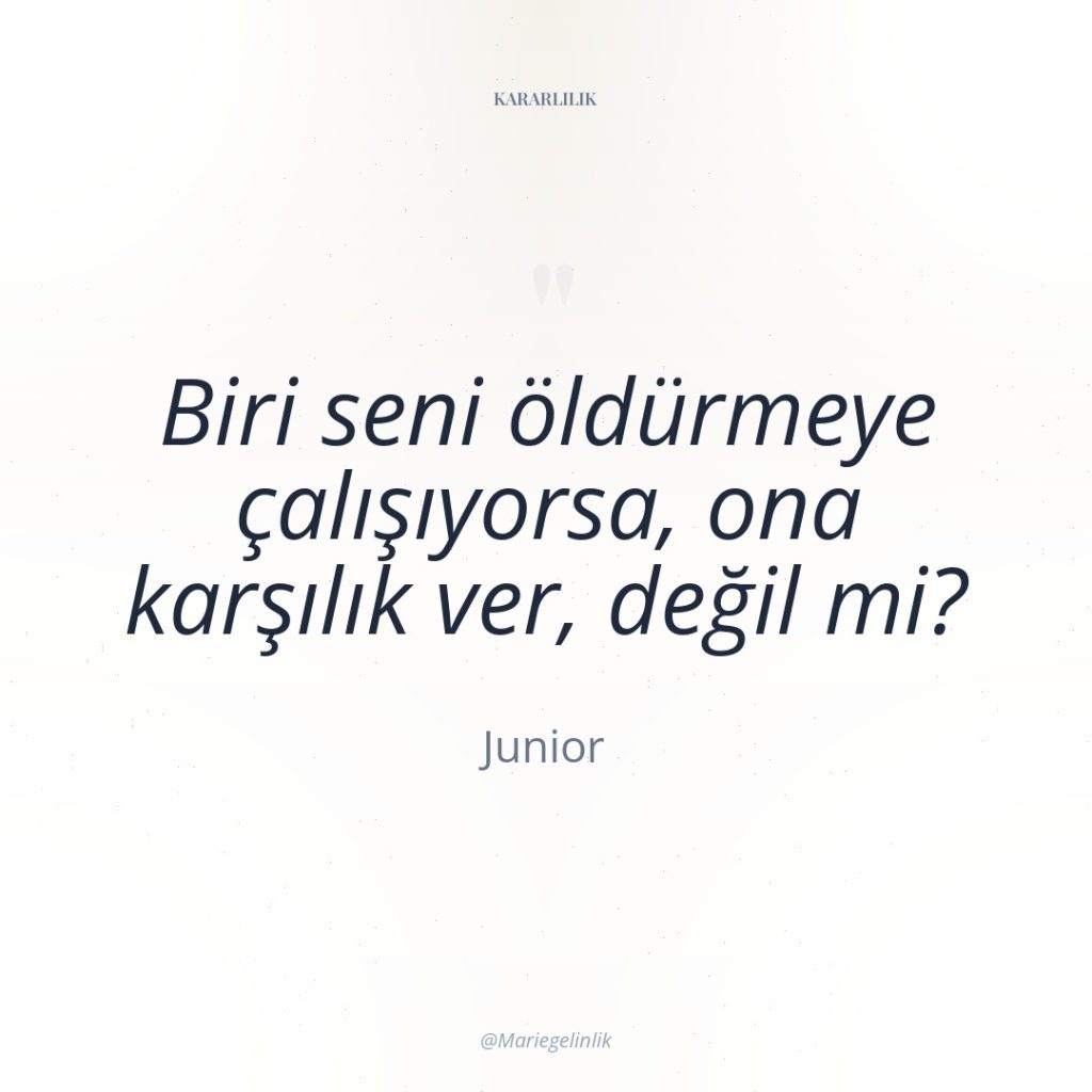 Biri seni öldürmeye çalışıyorsa, ona karşılık ver, değil mi?
