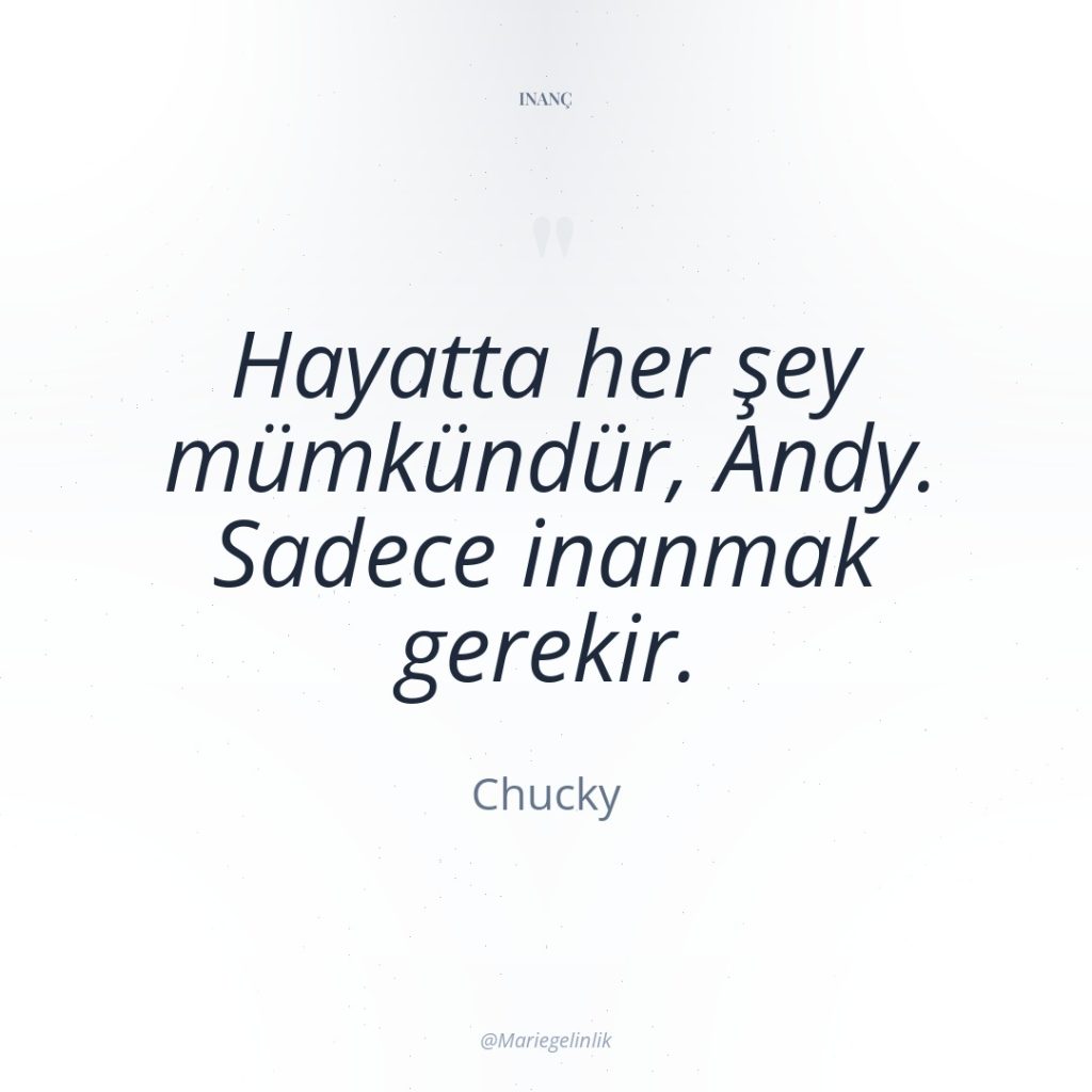 Hayatta her şey mümkündür, Andy. Sadece inanmak gerekir.