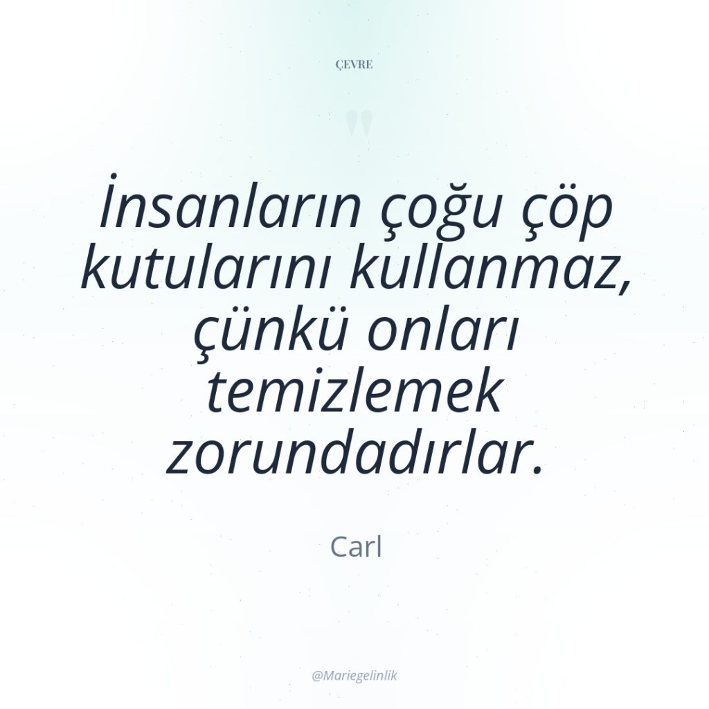 İnsanların çoğu çöp kutularını kullanmaz, çünkü onları temizlemek zorundadırlar.