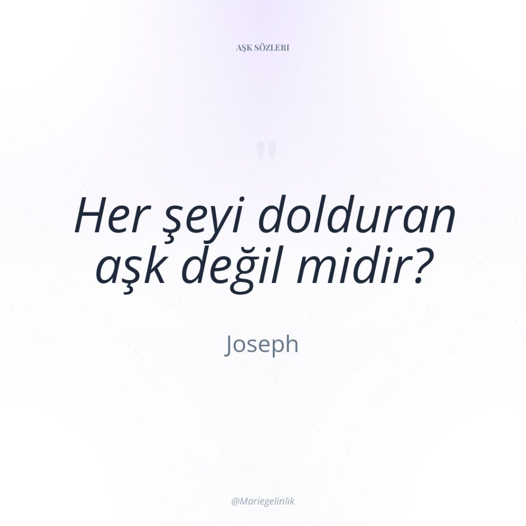 Her şeyi dolduran aşk değil midir?