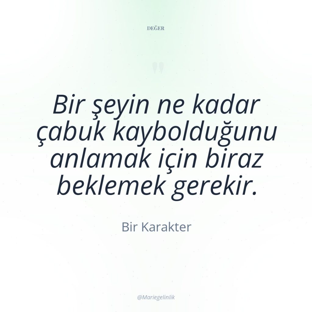 Bir şeyin ne kadar çabuk kaybolduğunu anlamak için biraz beklemek…