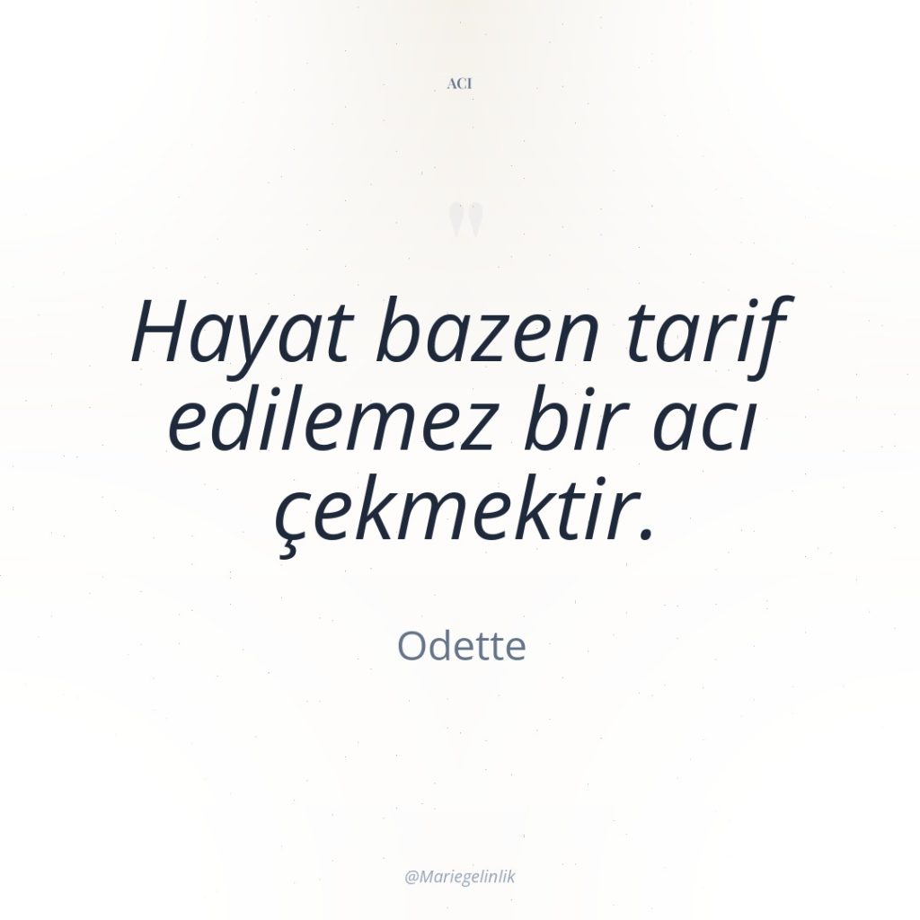 Hayat bazen tarif edilemez bir acı çekmektir.