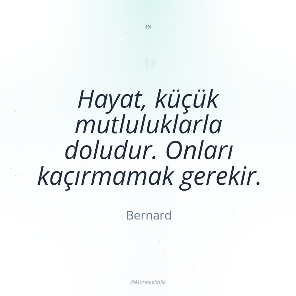 Hayat, küçük mutluluklarla doludur. Onları kaçırmamak gerekir.