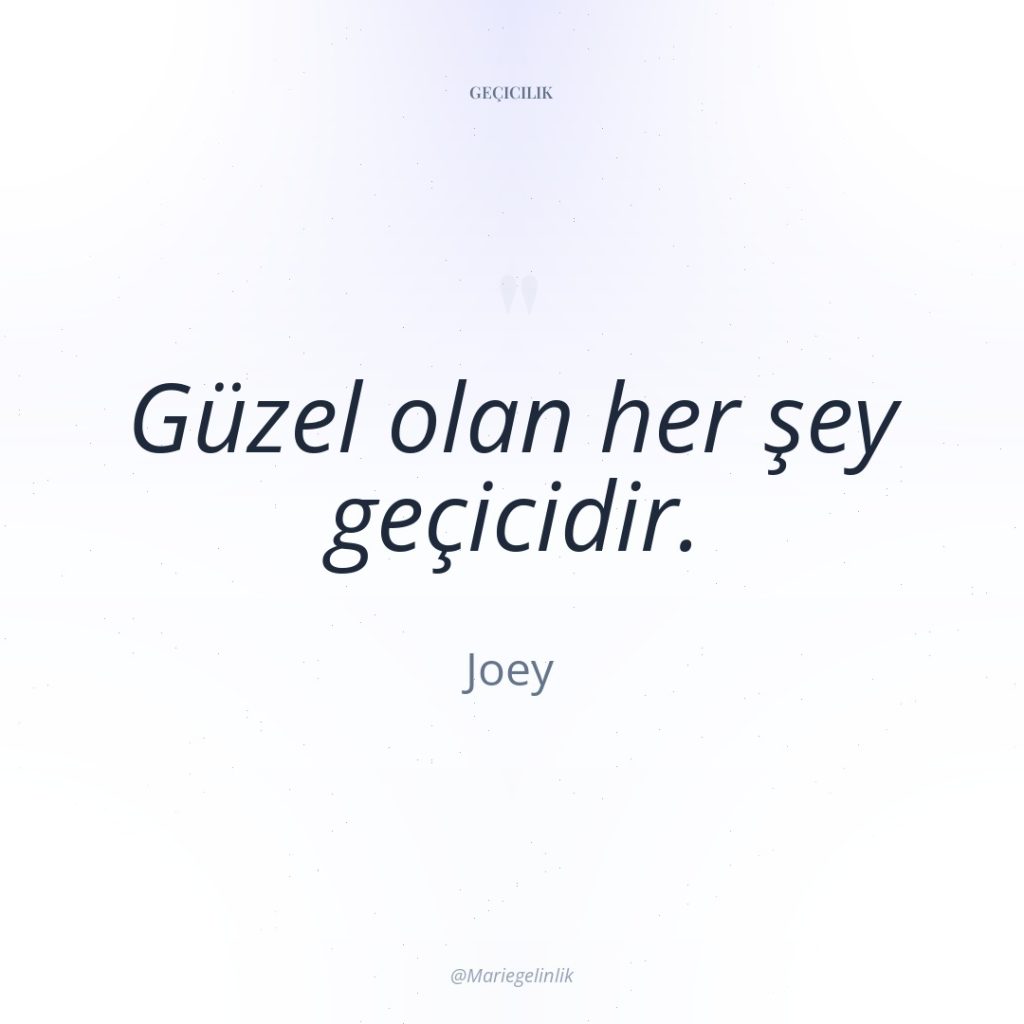 Güzel olan her şey geçicidir.