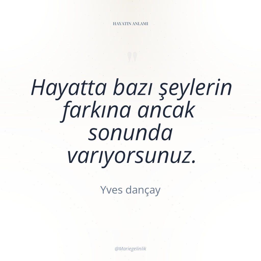 Hayatta bazı şeylerin farkına ancak sonunda varıyorsunuz.