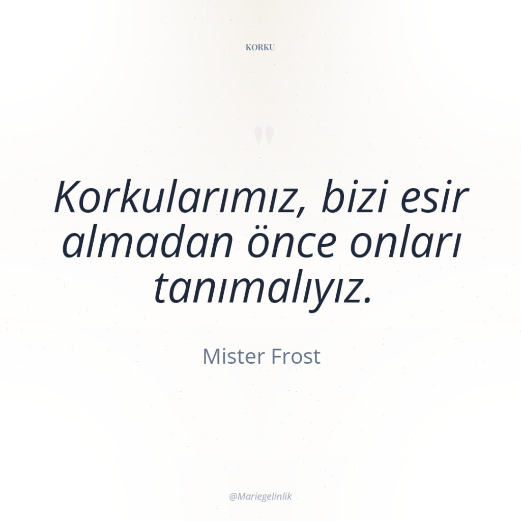 Korkularımız, bizi esir almadan önce onları tanımalıyız.