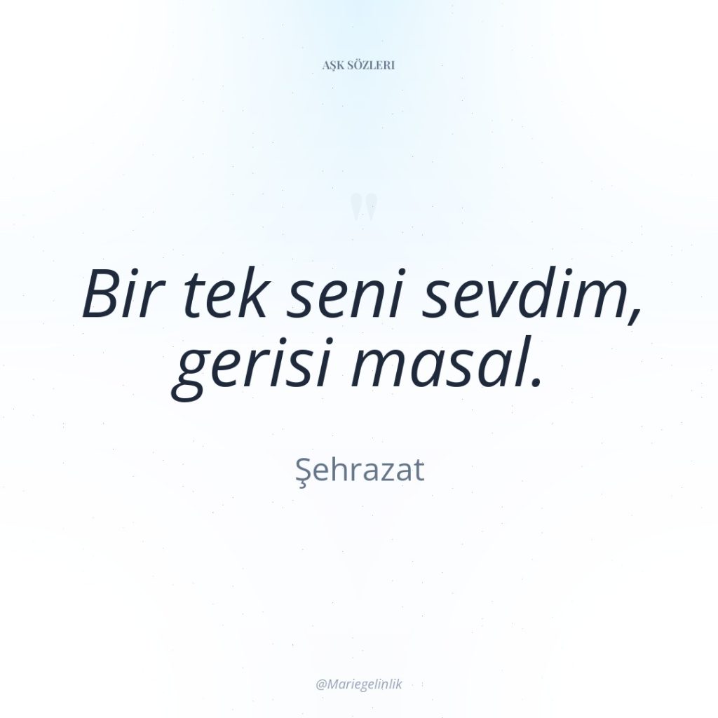 Bir tek seni sevdim, gerisi masal.
