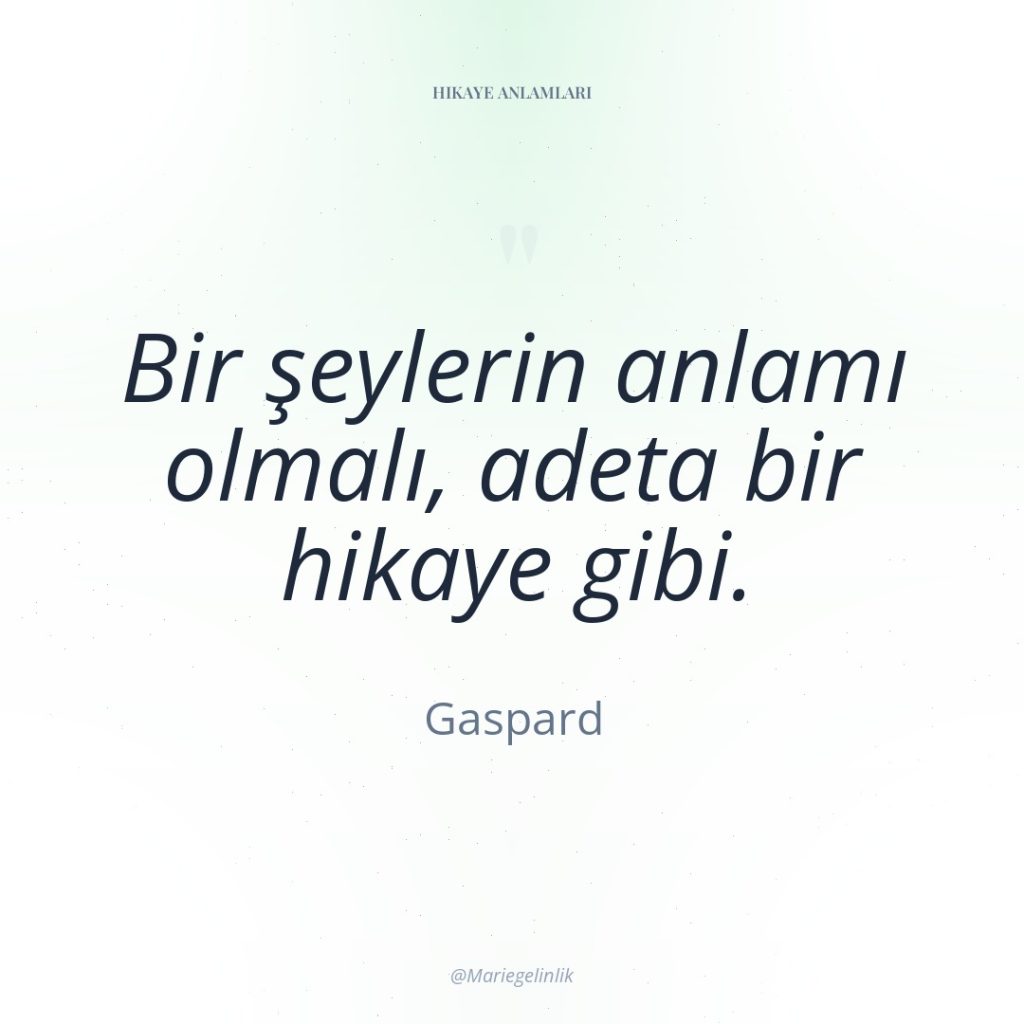 Bir şeylerin anlamı olmalı, adeta bir hikaye gibi.