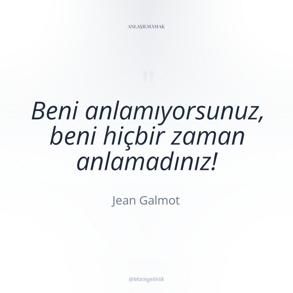 Beni anlamıyorsunuz, beni hiçbir zaman anlamadınız!