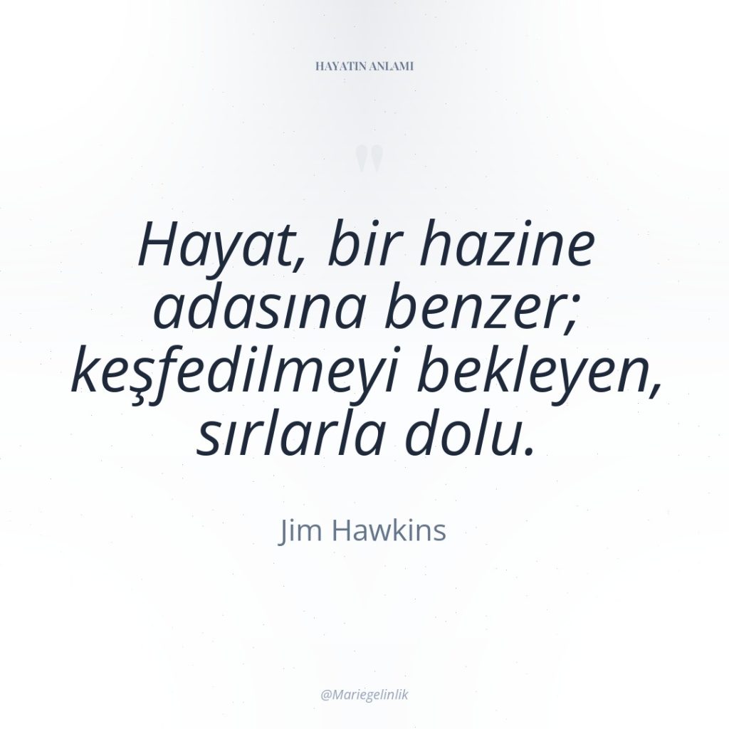 Hayat, bir hazine adasına benzer; keşfedilmeyi bekleyen, sırlarla dolu.