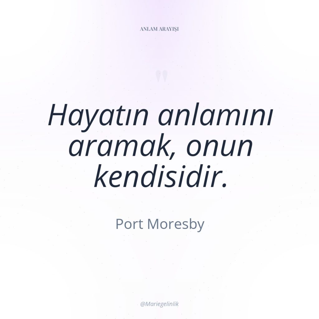 Hayatın anlamını aramak, onun kendisidir.