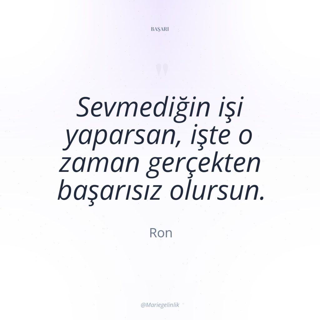 Sevmediğin işi yaparsan, işte o zaman gerçekten başarısız olursun.