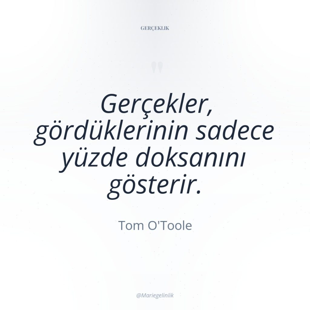 Gerçekler, gördüklerinin sadece yüzde doksanını gösterir.