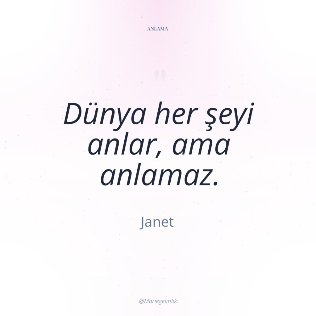 Dünya her şeyi anlar, ama anlamaz.
