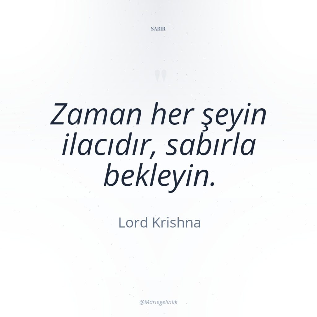 Zaman her şeyin ilacıdır, sabırla bekleyin.