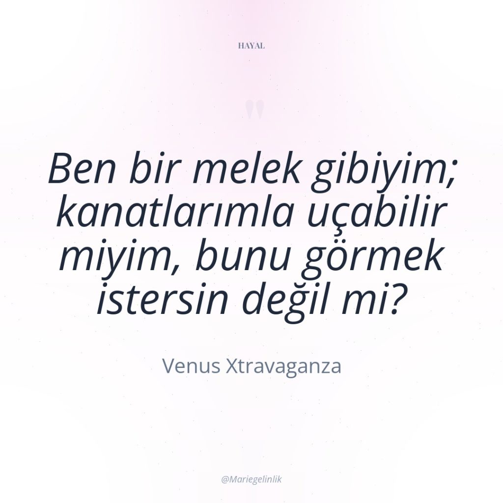 Ben bir melek gibiyim; kanatlarımla uçabilir miyim, bunu görmek istersin…