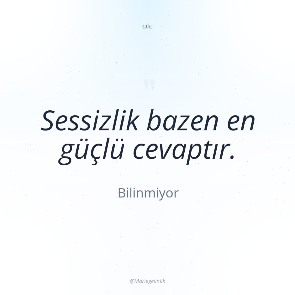 Sessizlik bazen en güçlü cevaptır.