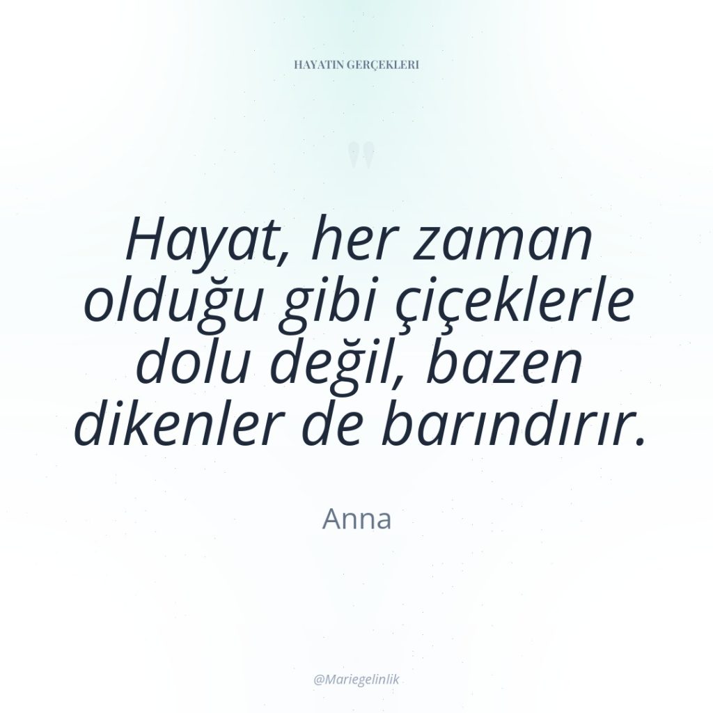 Hayat, her zaman olduğu gibi çiçeklerle dolu değil, bazen dikenler…