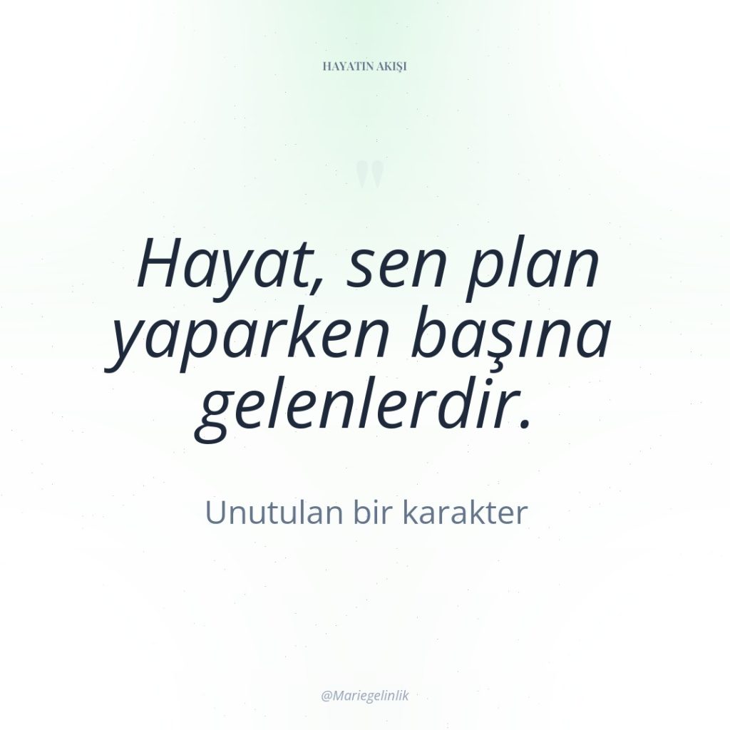 Hayat, sen plan yaparken başına gelenlerdir.