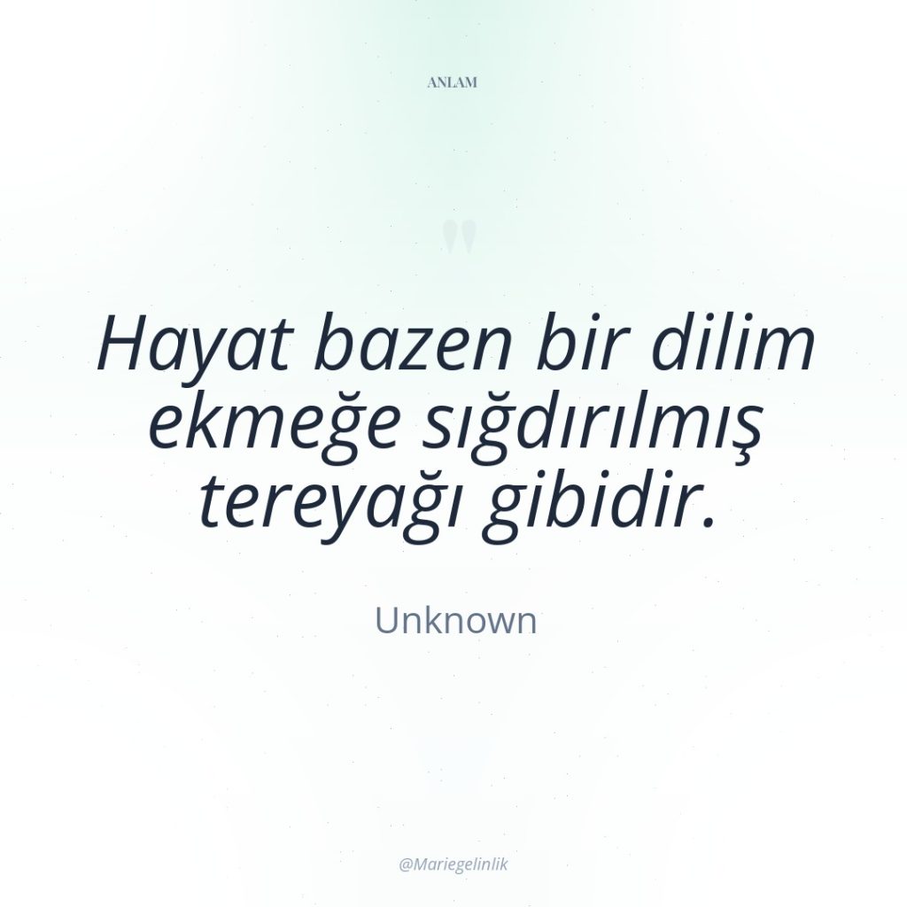 Hayat bazen bir dilim ekmeğe sığdırılmış tereyağı gibidir.