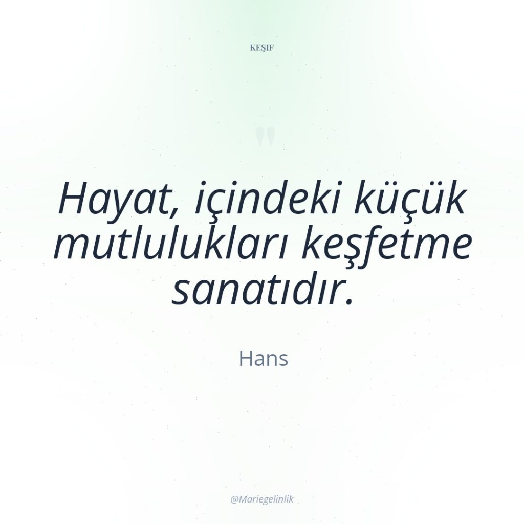 Hayat, içindeki küçük mutlulukları keşfetme sanatıdır.