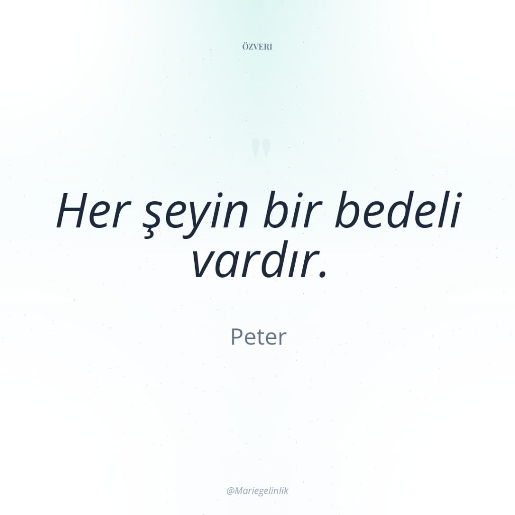 Her şeyin bir bedeli vardır.