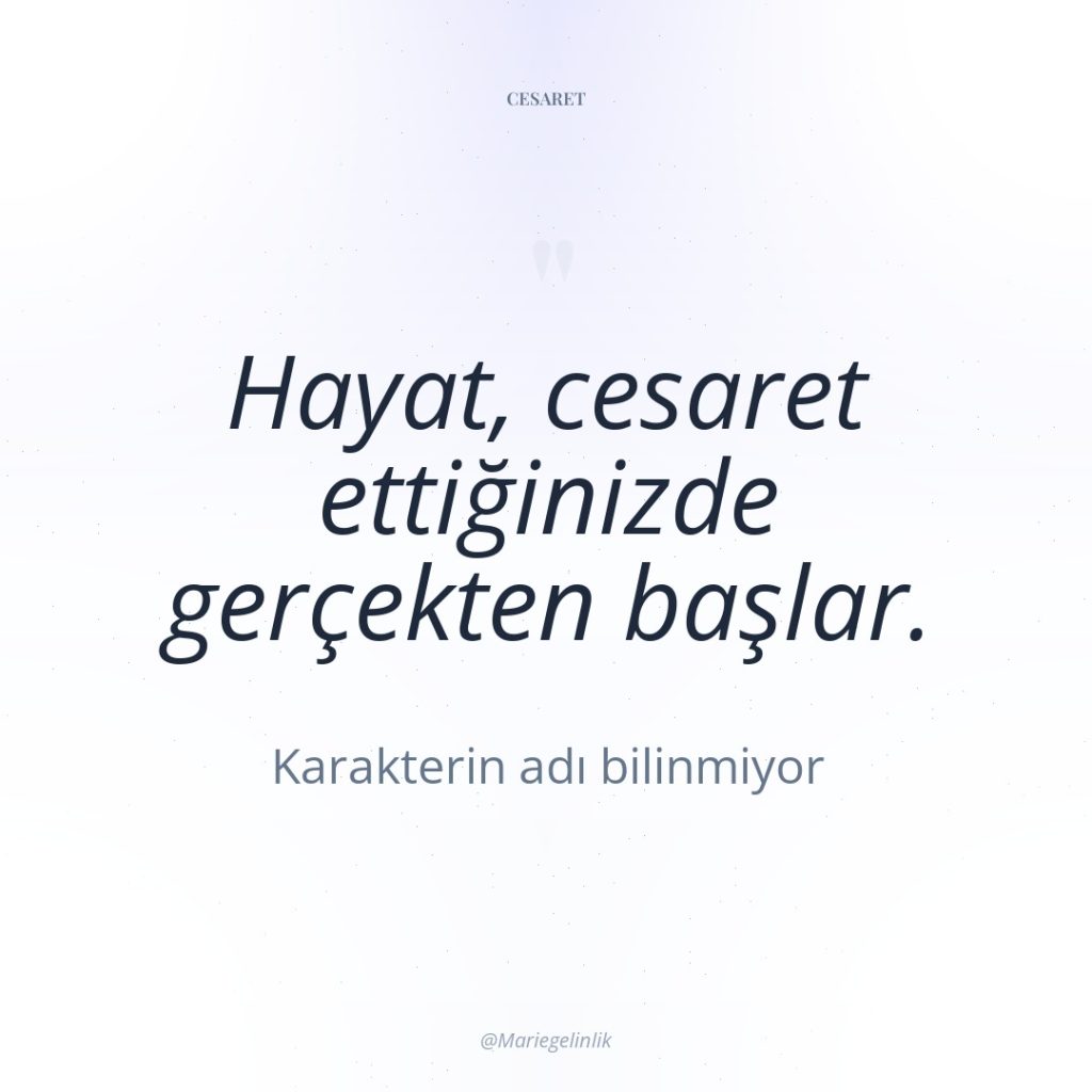 Hayat, cesaret ettiğinizde gerçekten başlar.