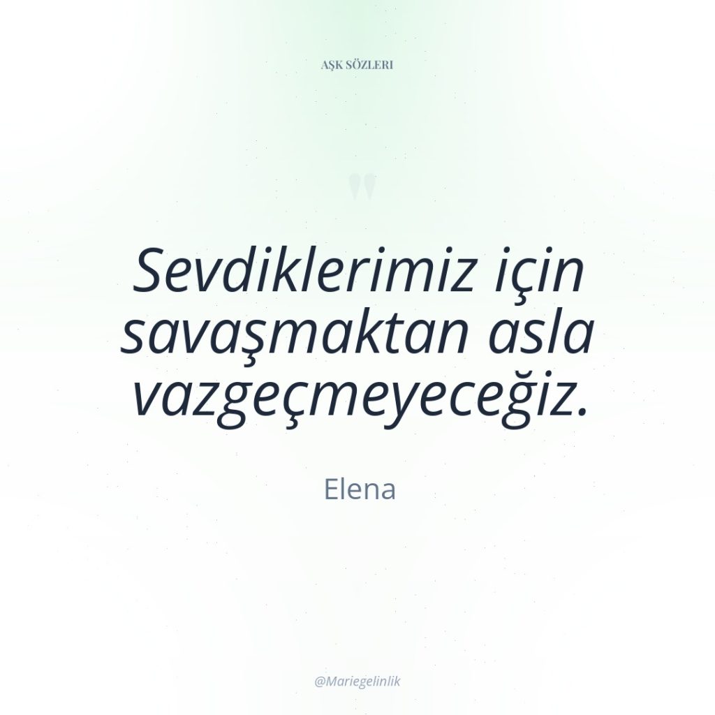 Sevdiklerimiz için savaşmaktan asla vazgeçmeyeceğiz.