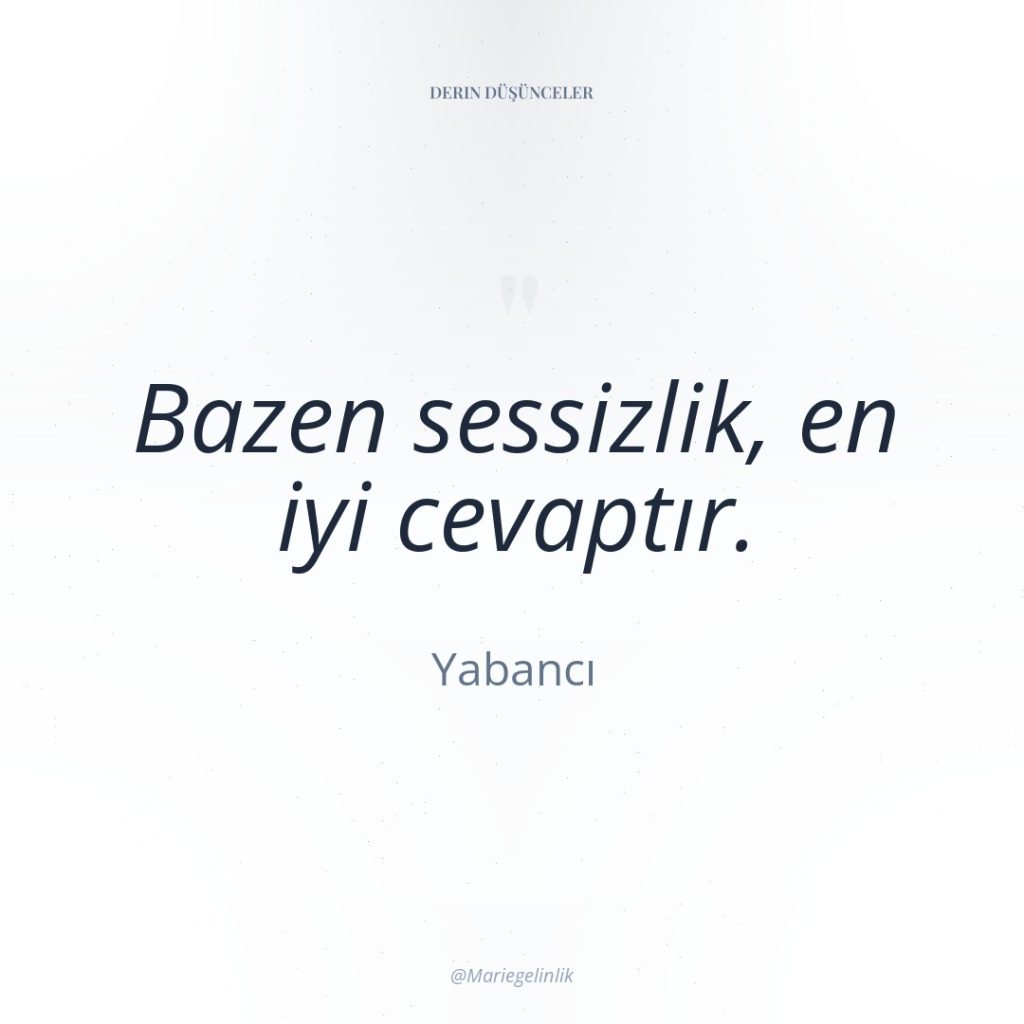 Bazen sessizlik, en iyi cevaptır.