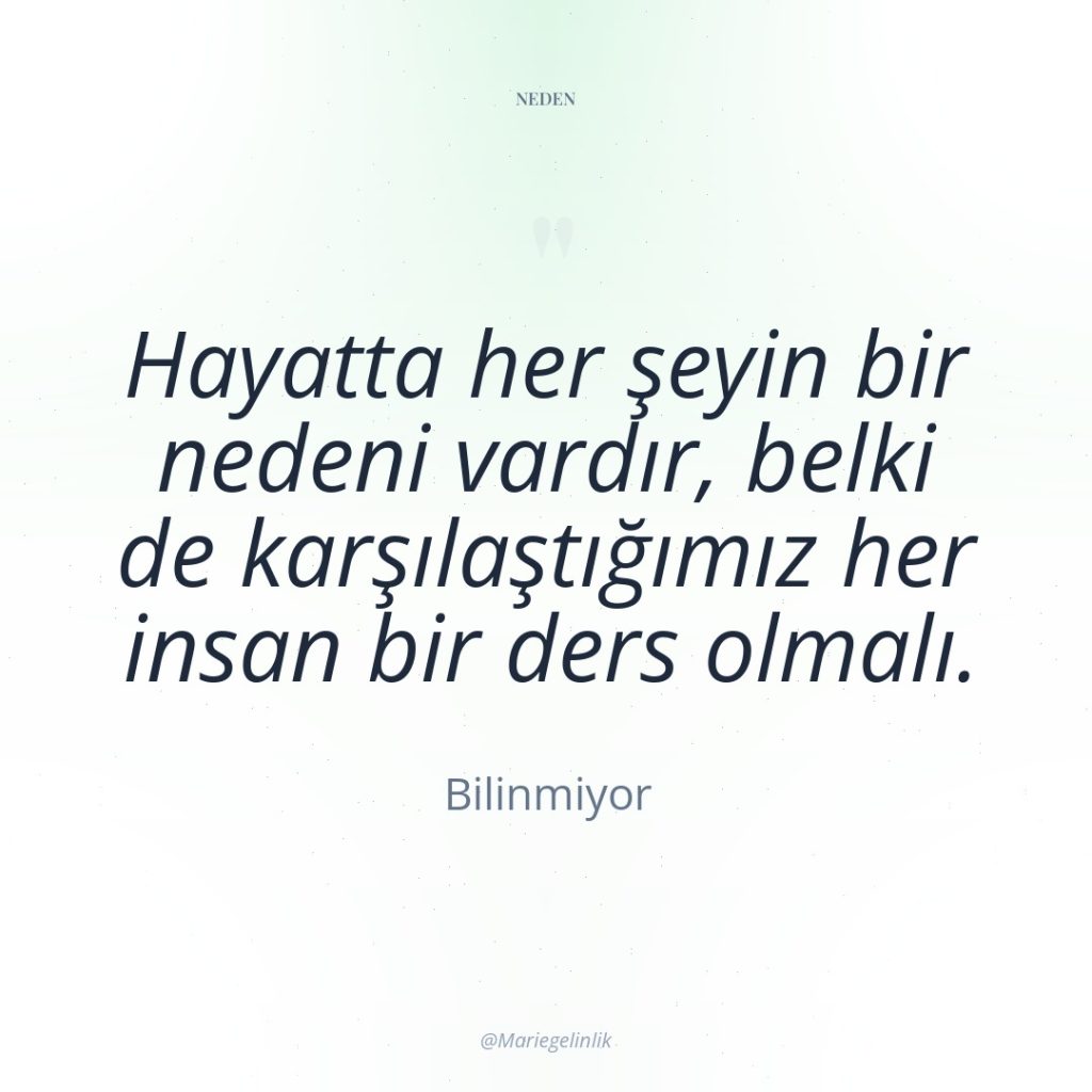 Hayatta her şeyin bir nedeni vardır, belki de karşılaştığımız her…