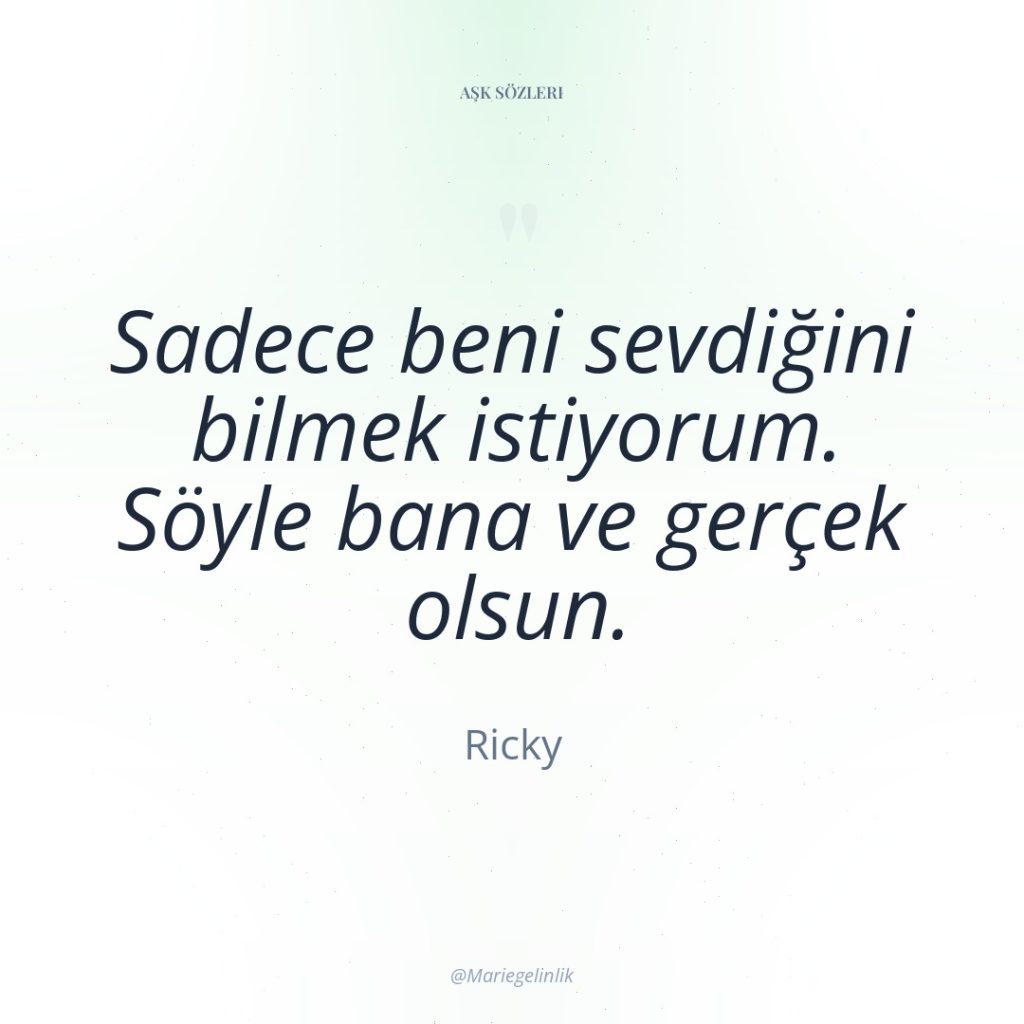 Sadece beni sevdiğini bilmek istiyorum. Söyle bana ve gerçek olsun.