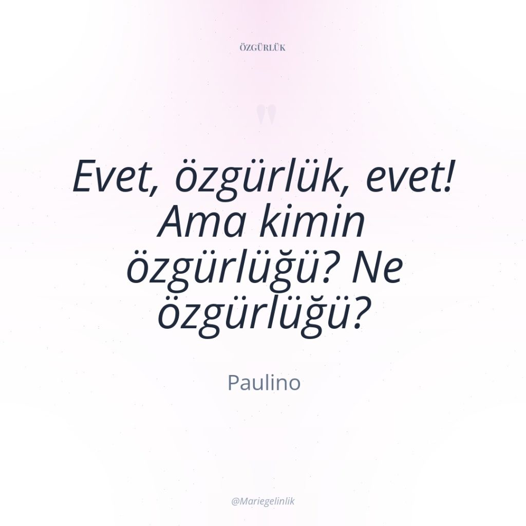Evet, özgürlük, evet! Ama kimin özgürlüğü? Ne özgürlüğü?