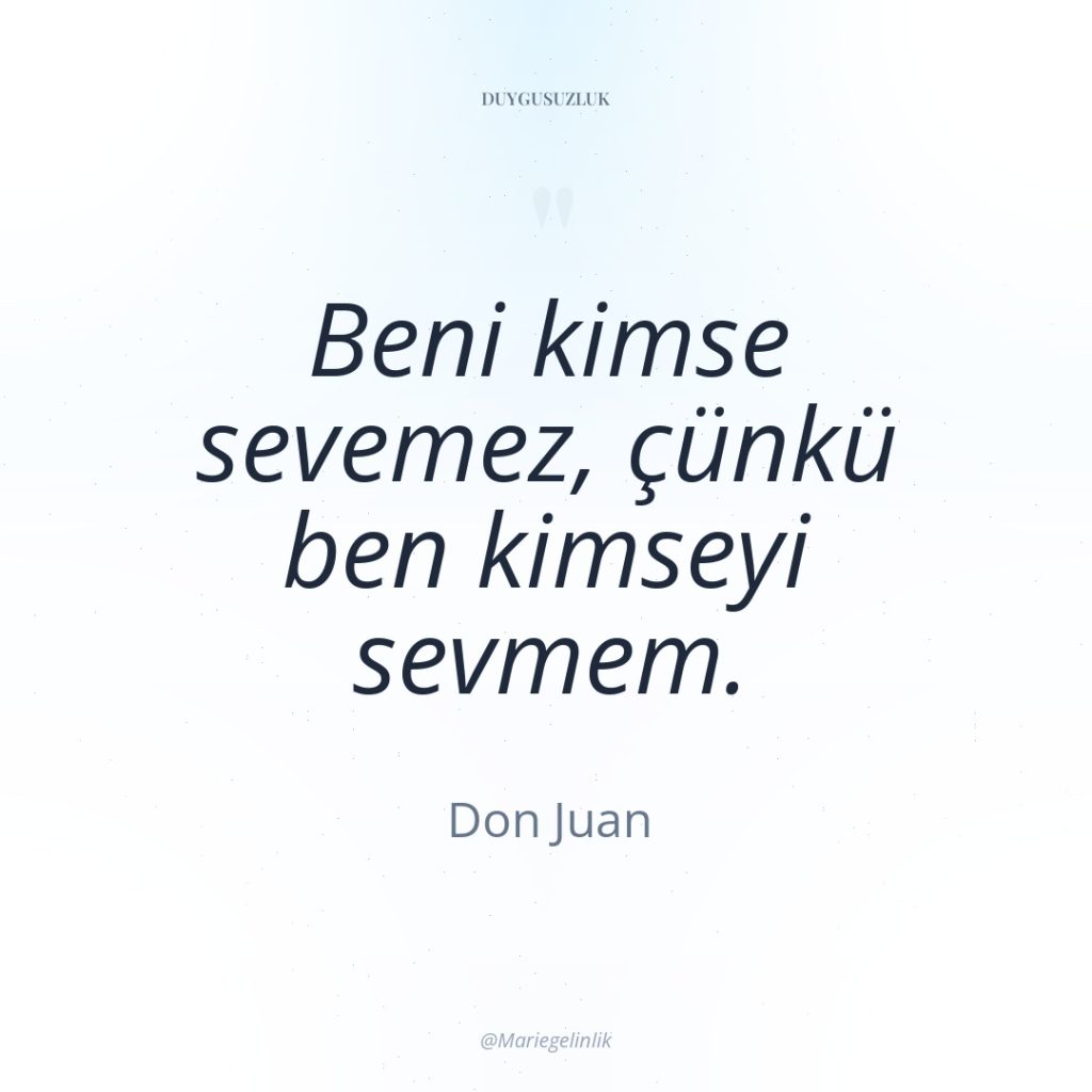 Beni kimse sevemez, çünkü ben kimseyi sevmem.