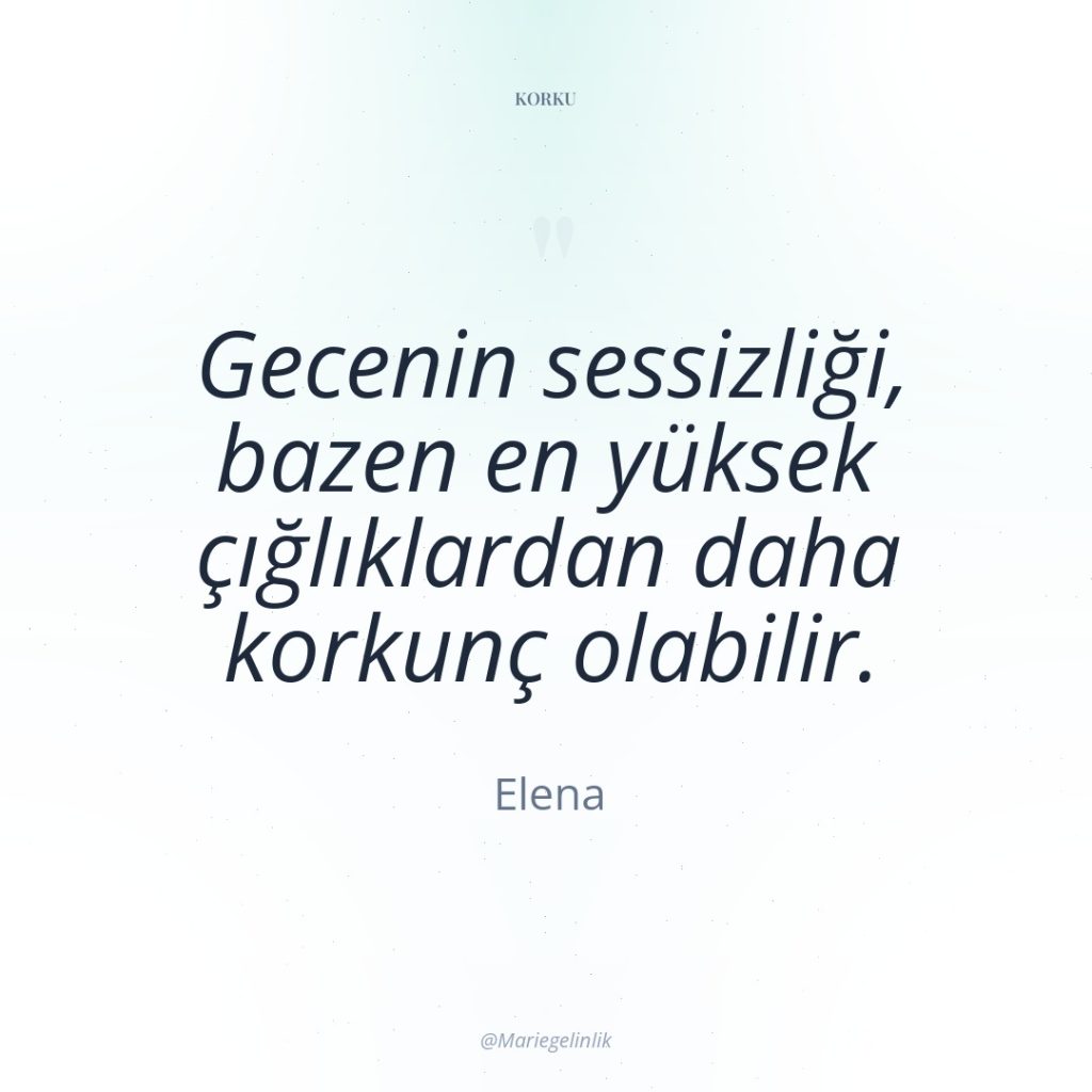 Gecenin sessizliği, bazen en yüksek çığlıklardan daha korkunç olabilir.