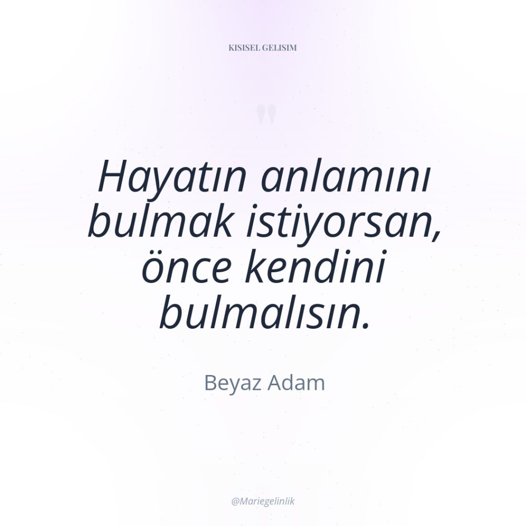 Hayatın anlamını bulmak istiyorsan, önce kendini bulmalısın.