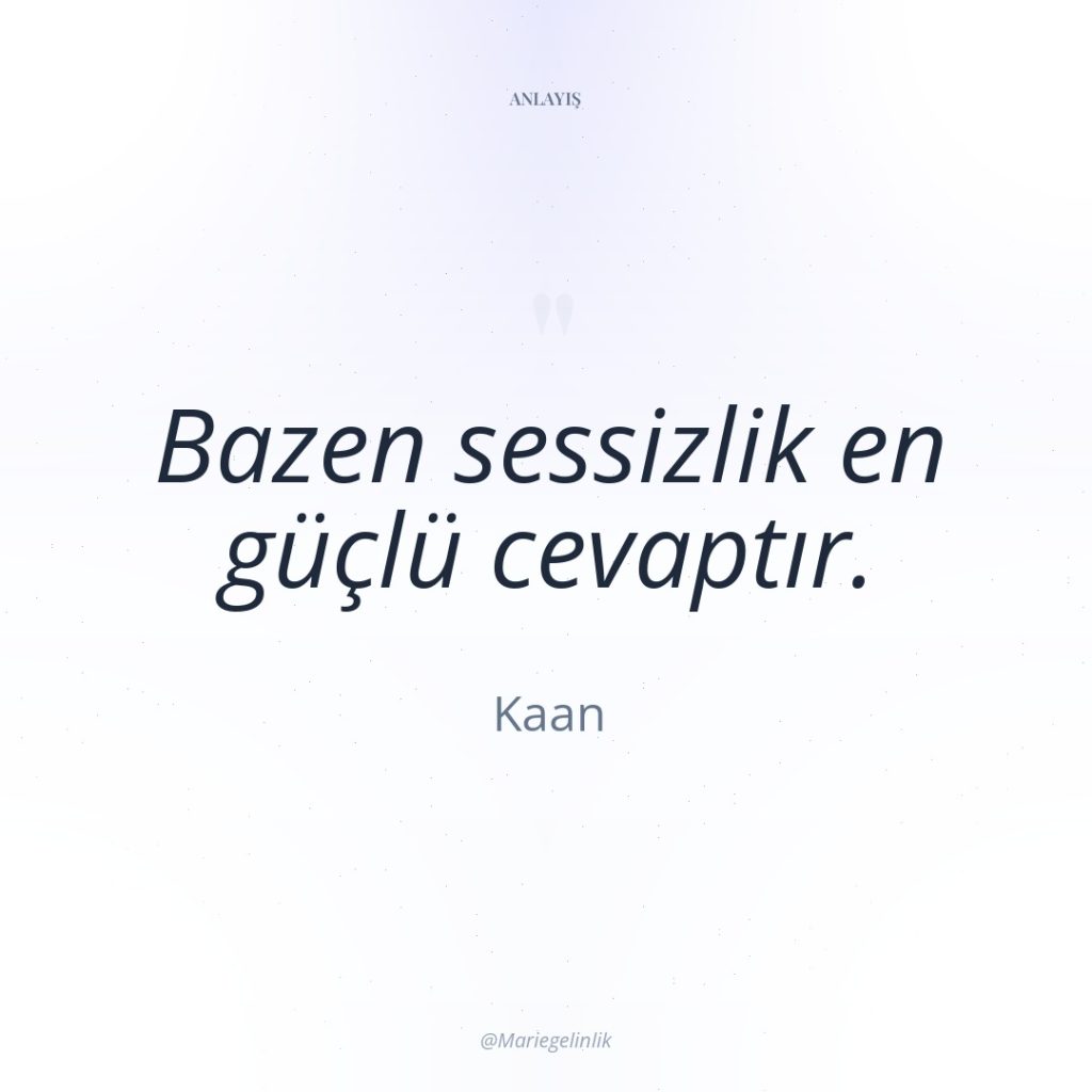 Bazen sessizlik en güçlü cevaptır.