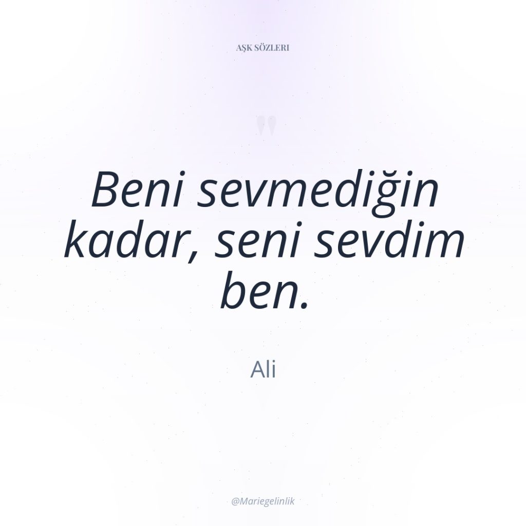 Beni sevmediğin kadar, seni sevdim ben.