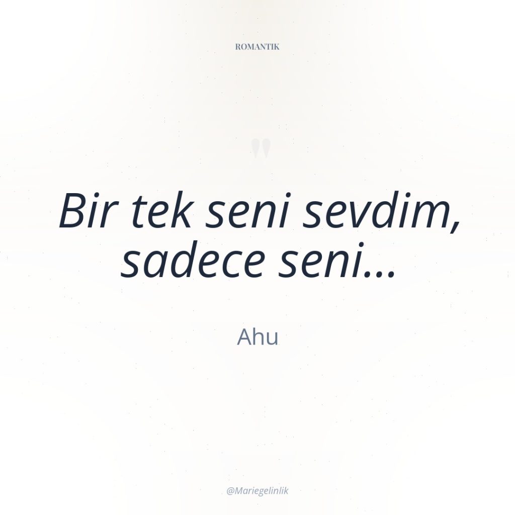 Bir tek seni sevdim, sadece seni…