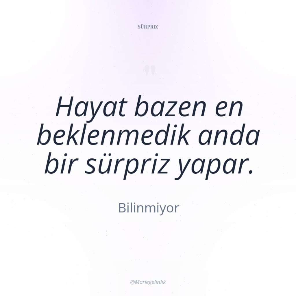 Hayat bazen en beklenmedik anda bir sürpriz yapar.