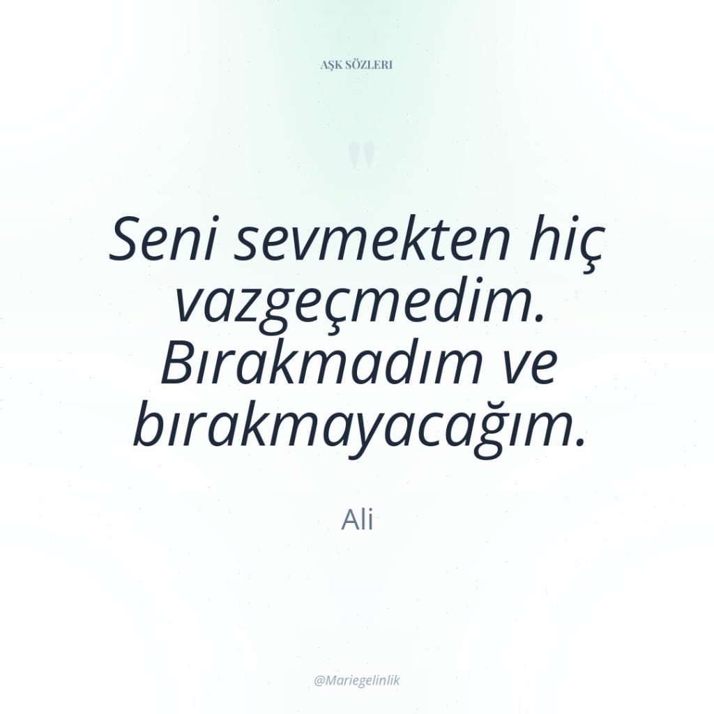 Seni sevmekten hiç vazgeçmedim. Bırakmadım ve bırakmayacağım.